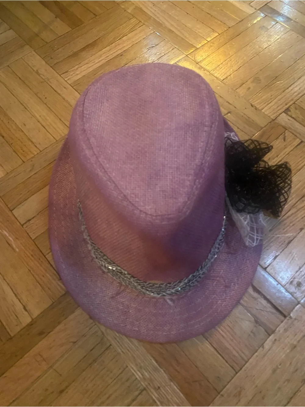 Women's Pink Fedora Hat with Decorative one of a kind.